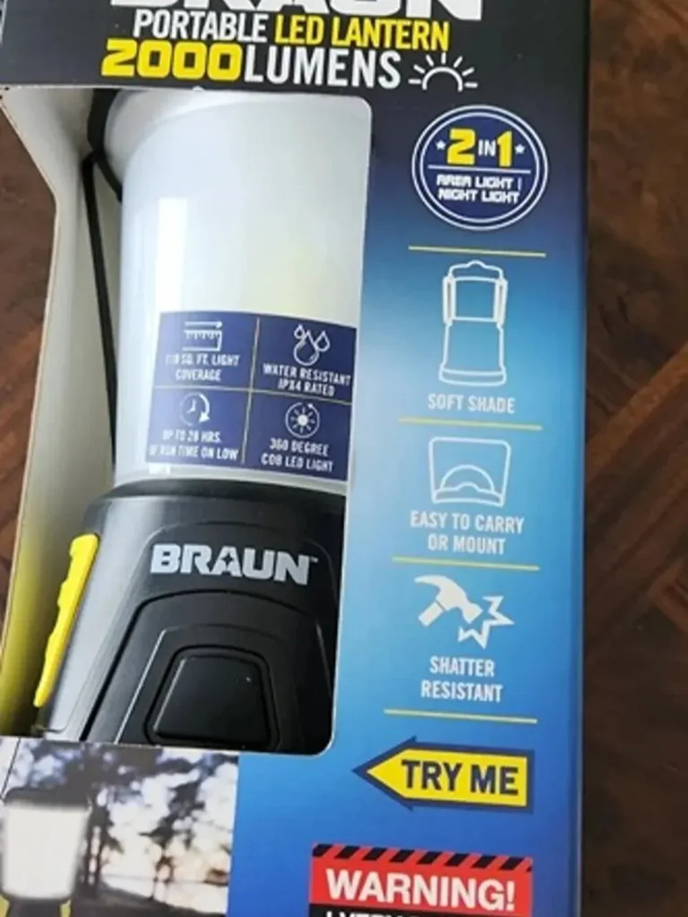 NEW Braun 2000 Lumen Ultra Bright Portable Full Size Lantern Shatter resistant